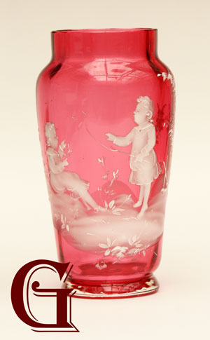 cranberry glass Mary Gregory vase